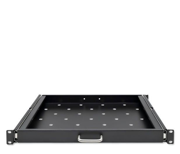 Qoltec Stalowa półka do szafy RACK  600x600  wysuwana  czarna - 1329971 - zdjęcie